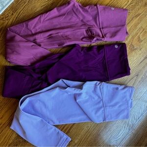Athleta Purple and Pink Leggings Set